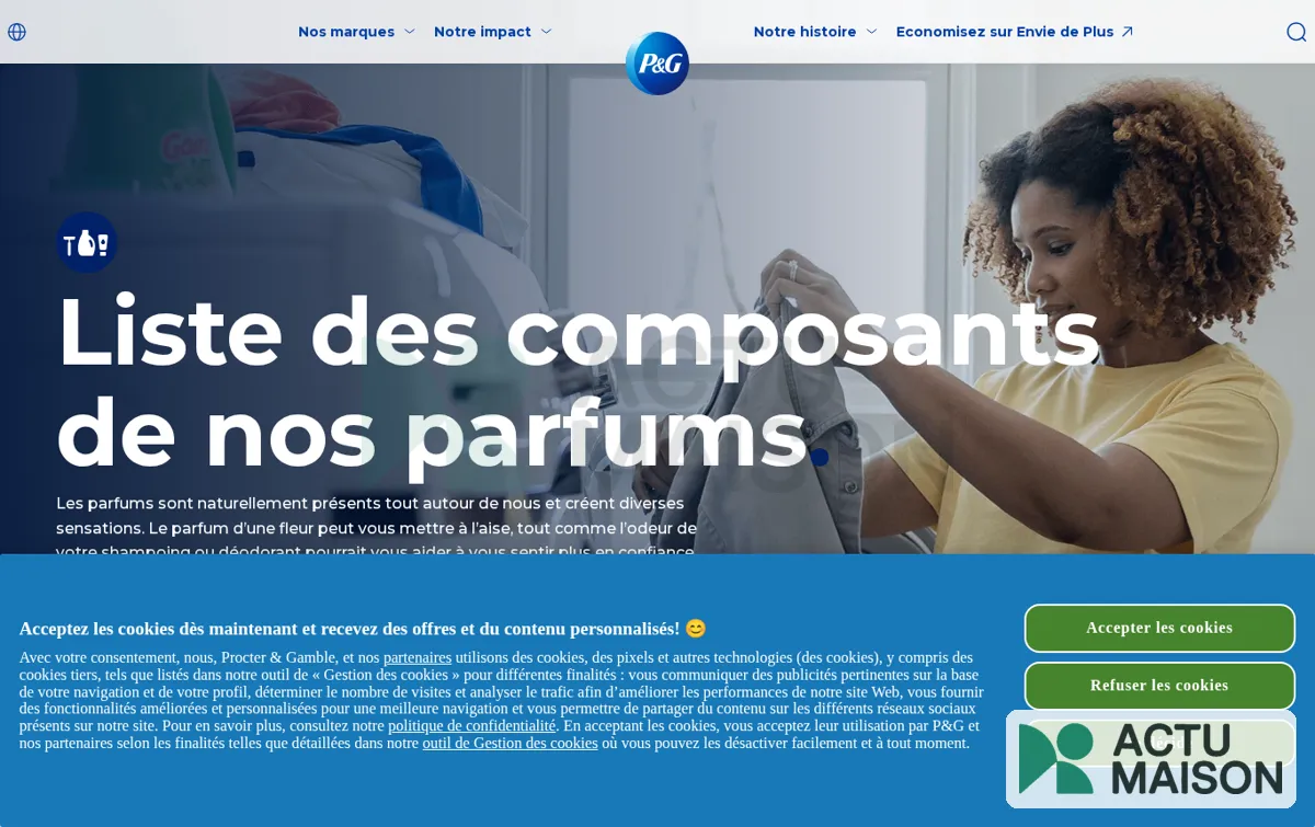 Capture : Liste des composants de nos parfums | P&G